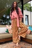 Bloc Stripe Wide Leg Pant Olive & Soft Terracotta